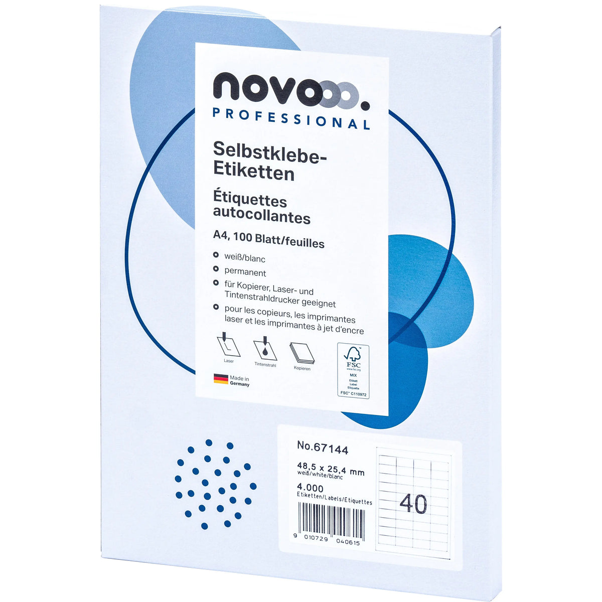 NOVOOO Etiketten 48.5x25.4mm 67144 weiss 4000 Stück Idealshop