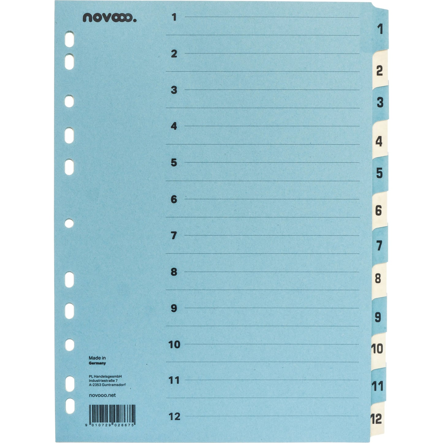 NOVOOO Kartonregister A4 40549 blau/beige 1-12 Idealshop