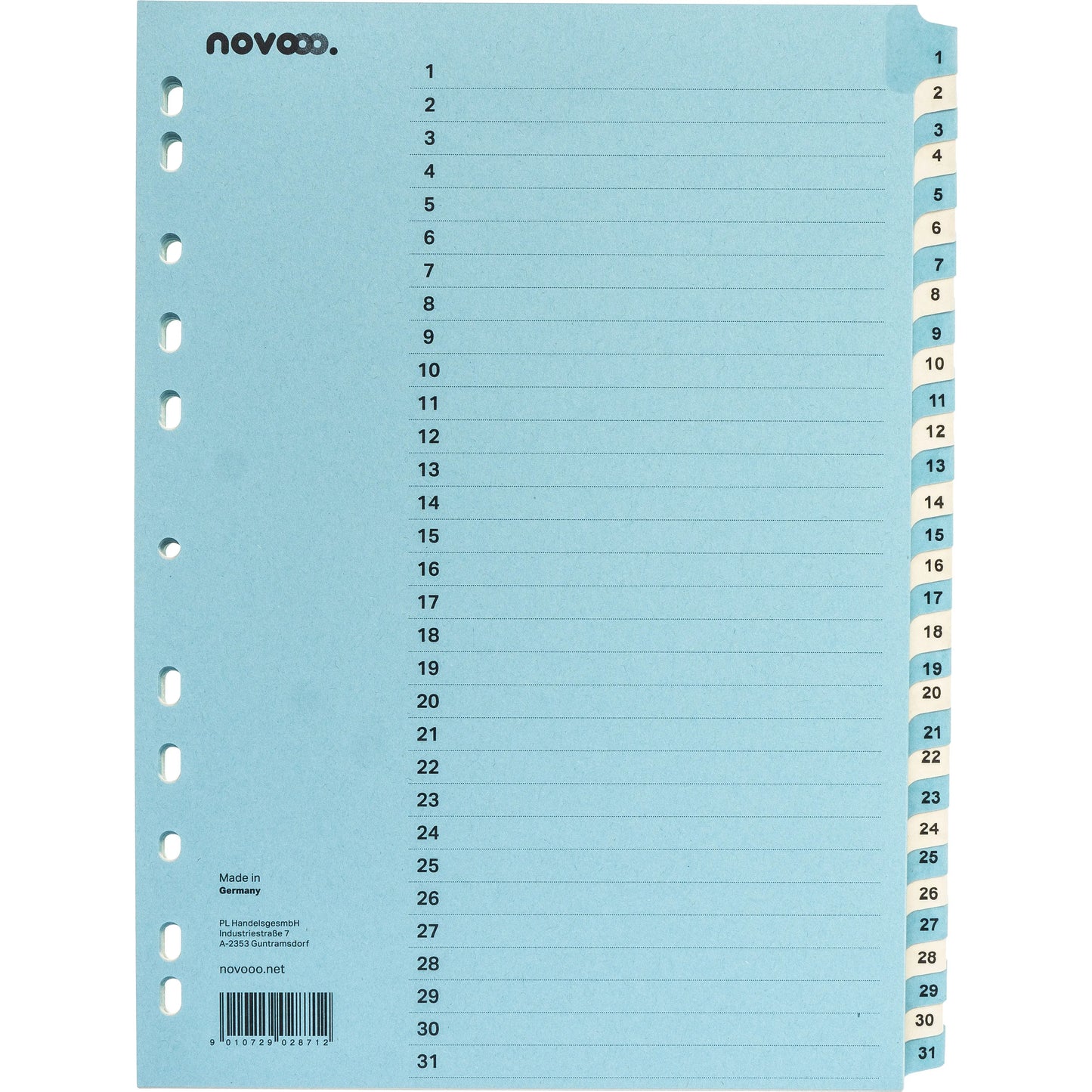 NOVOOO Kartonregister A4 40553 blau/beige 1-31 Idealshop