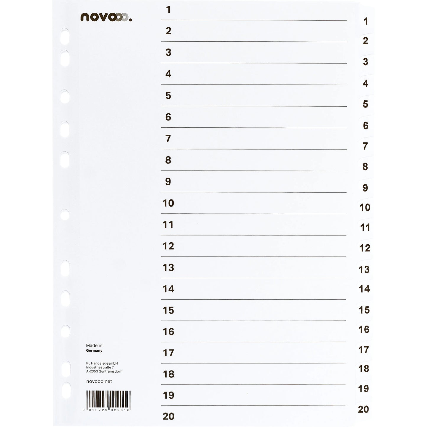 NOVOOO Kartonregister A4 40623 weiss 1-20 Idealshop