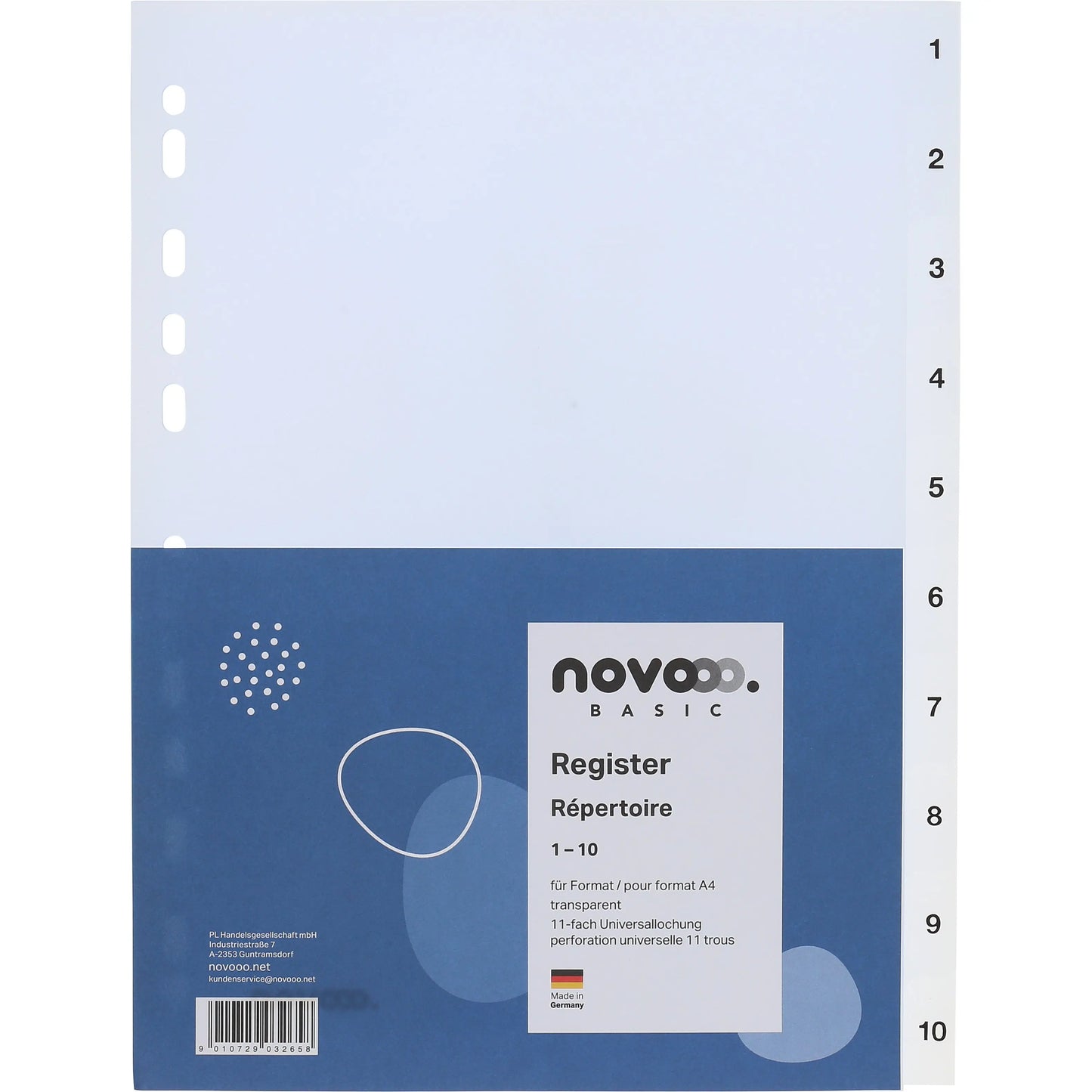 NOVOOO Register PP A4 41004 transparent 1-10 Idealshop