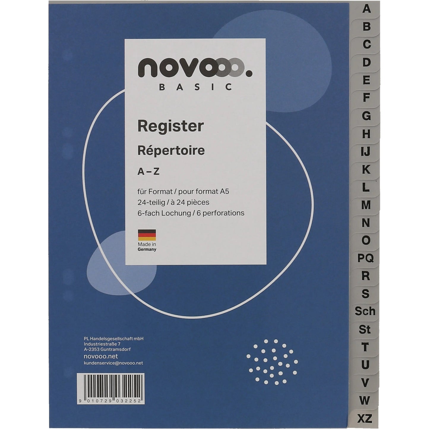 NOVOOO Register PP A5 40978 grau A-Z 24tlg. Idealshop