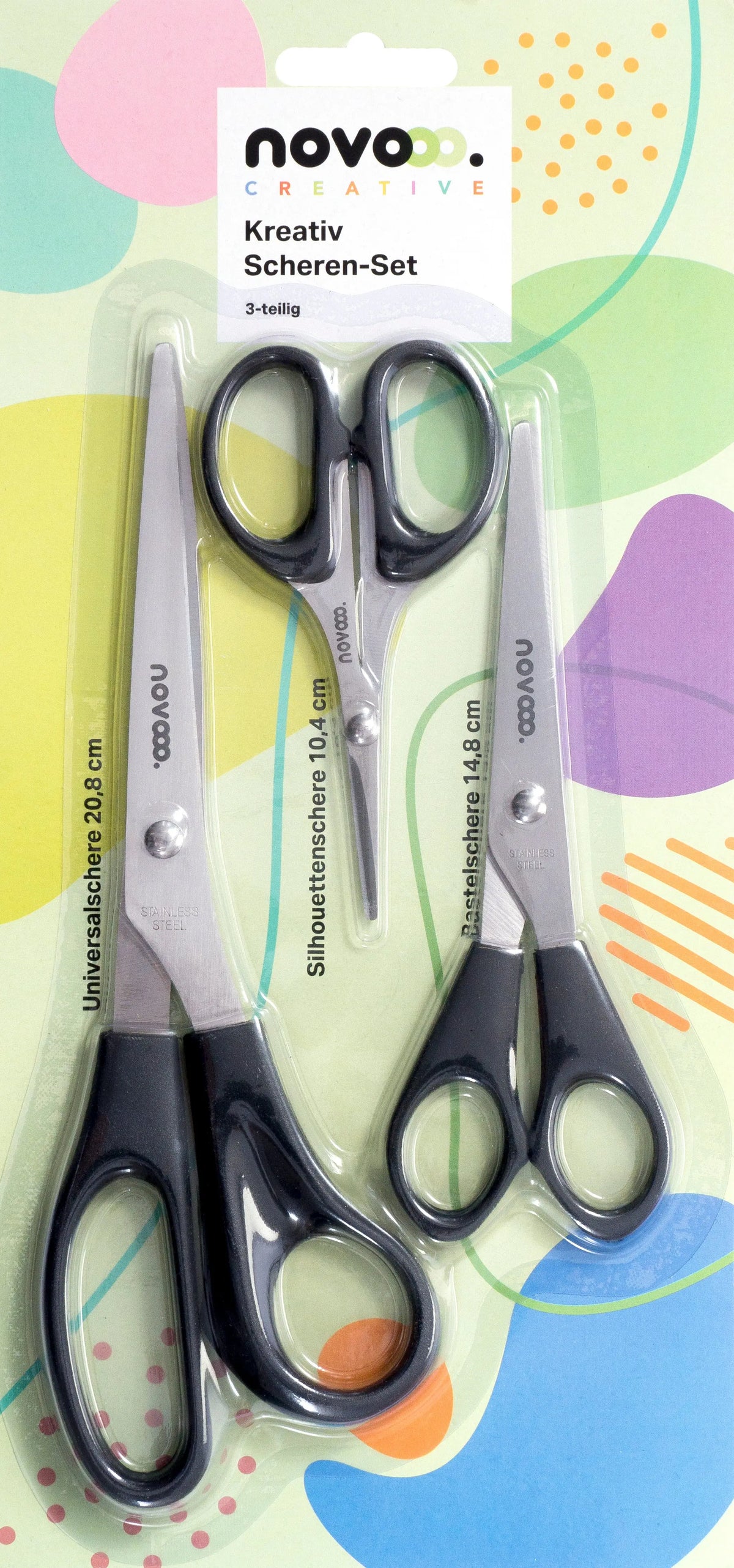 NOVOOO Scheren-Set Kreativ E-131190-Set 3-teilig, 10,4/14,8/20,8 cm Idealshop