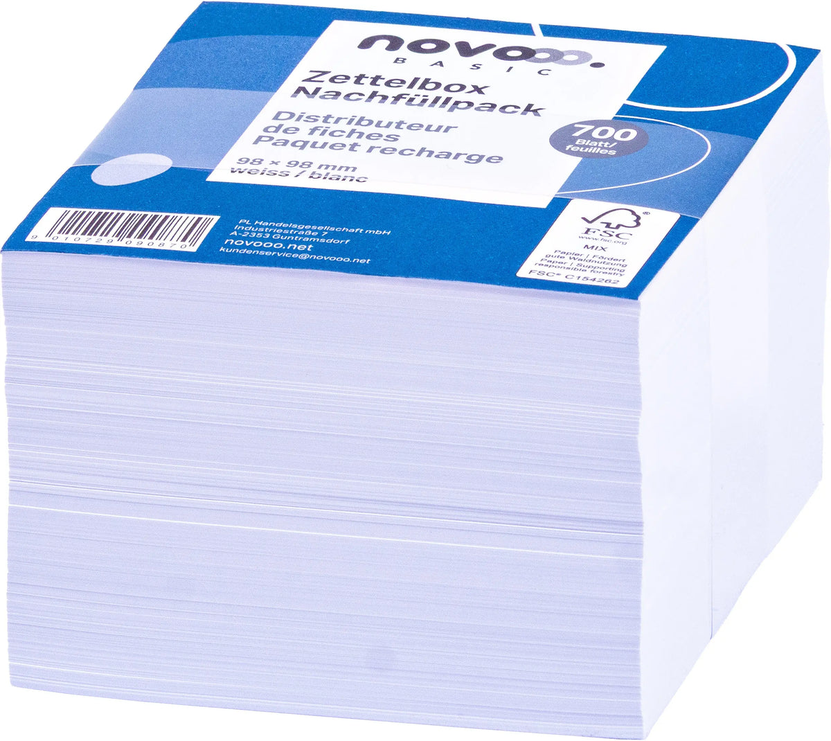 NOVOOO Zettelbox Papier 98x98mm 731144 weiss, 80g 700 Blatt Idealshop