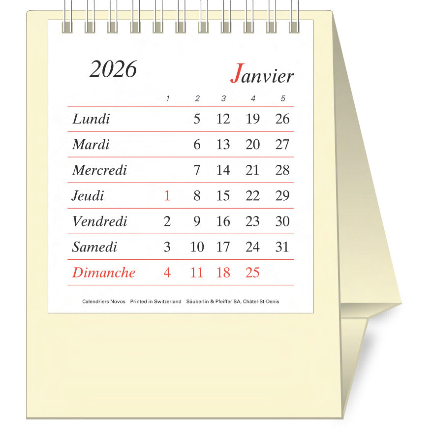 NOVOS Tischkal. Pro Bristol F. 2026 508097 1M/1S beige FR 11.5x14cm Idealshop