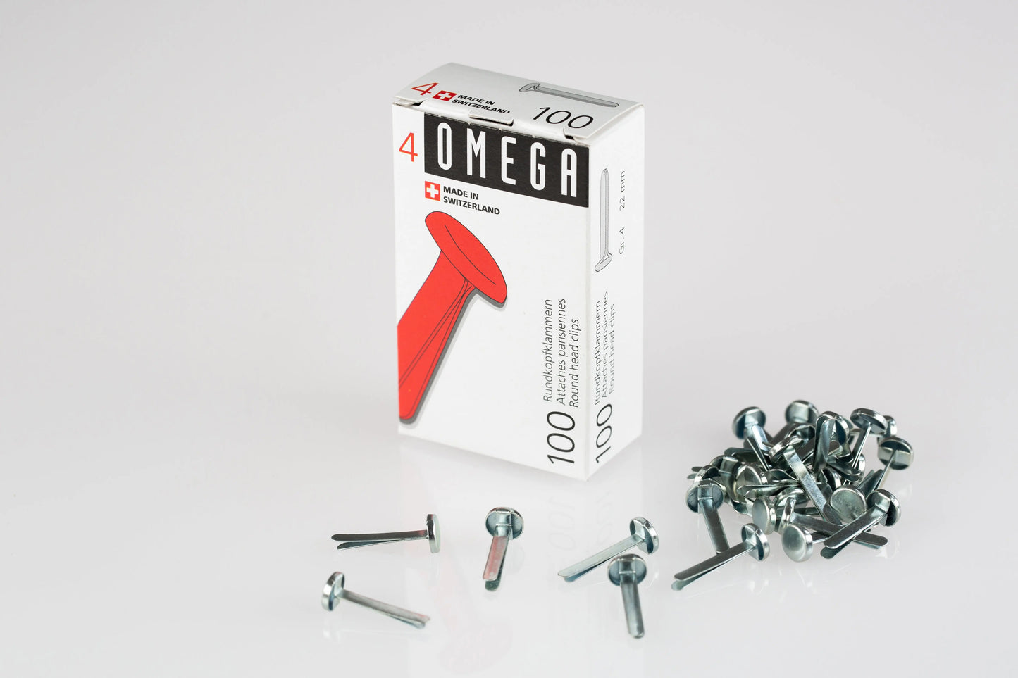 OMEGA Rundkopfklammern 4 22mm 134020492 Alu 100 Stück Idealshop