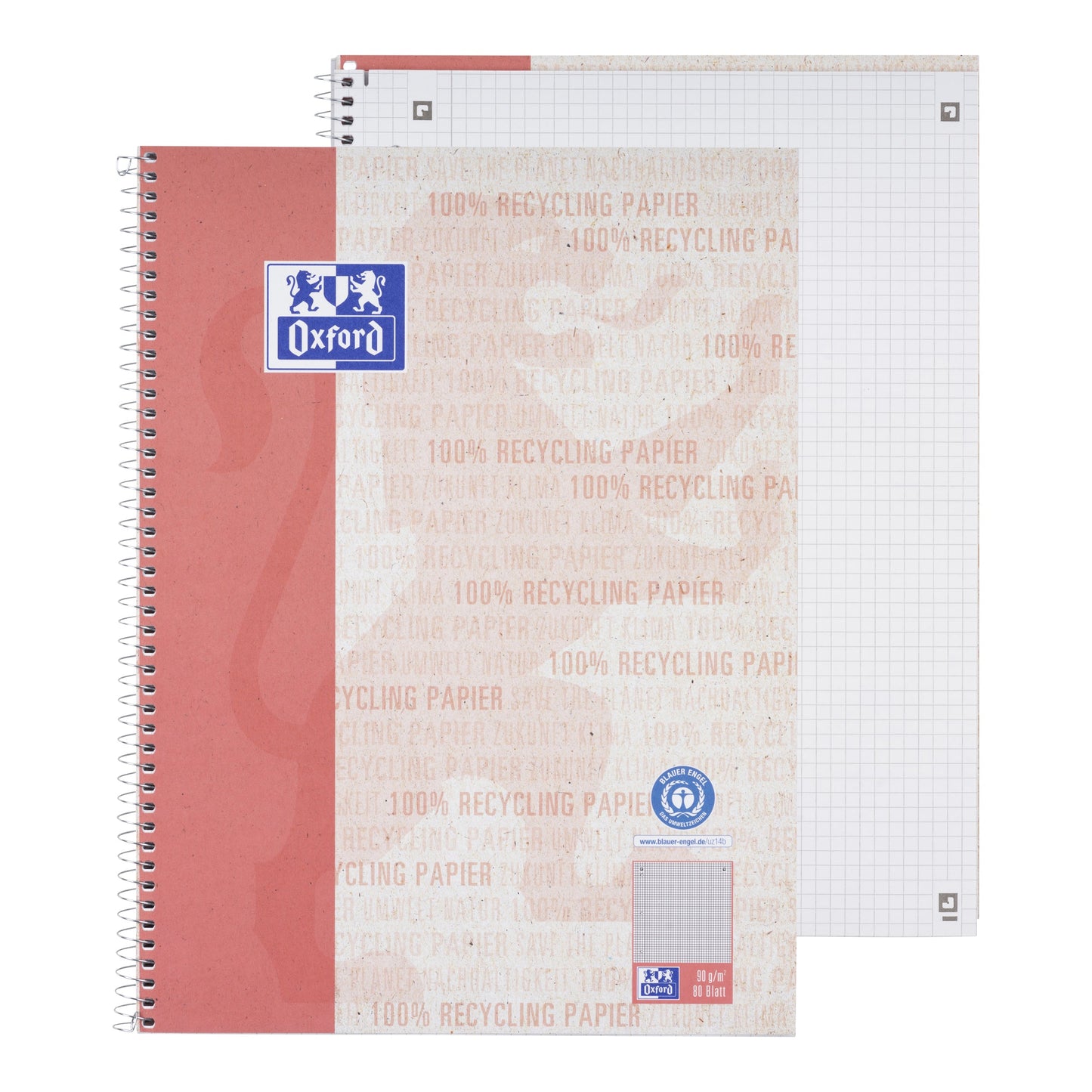 OXFORD Collegeblock Recycling A4 400159358 kariert 5mm, 90g 80 Blatt Idealshop