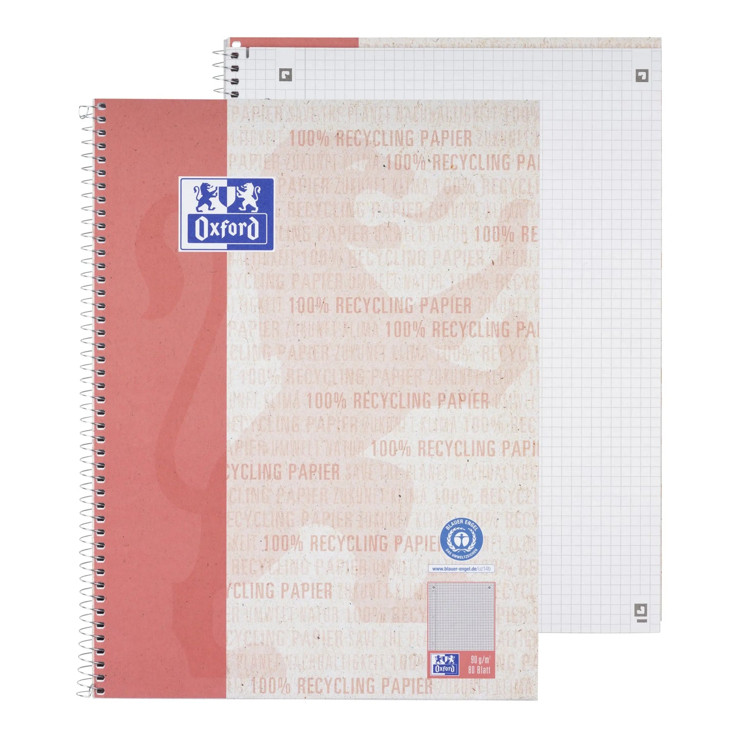 OXFORD Collegeblock Recycling A4 400159358 kariert 5mm, 90g 80 Blatt Idealshop