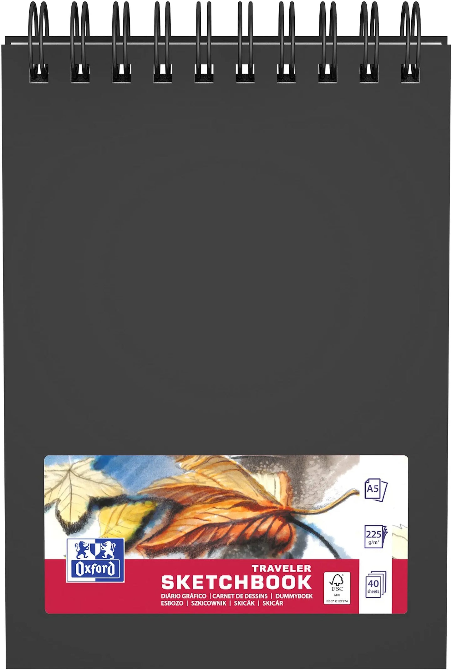 OXFORD Skizzenbuch A5 400152645 schwarz, blanco, 225g 40 Blatt Idealshop