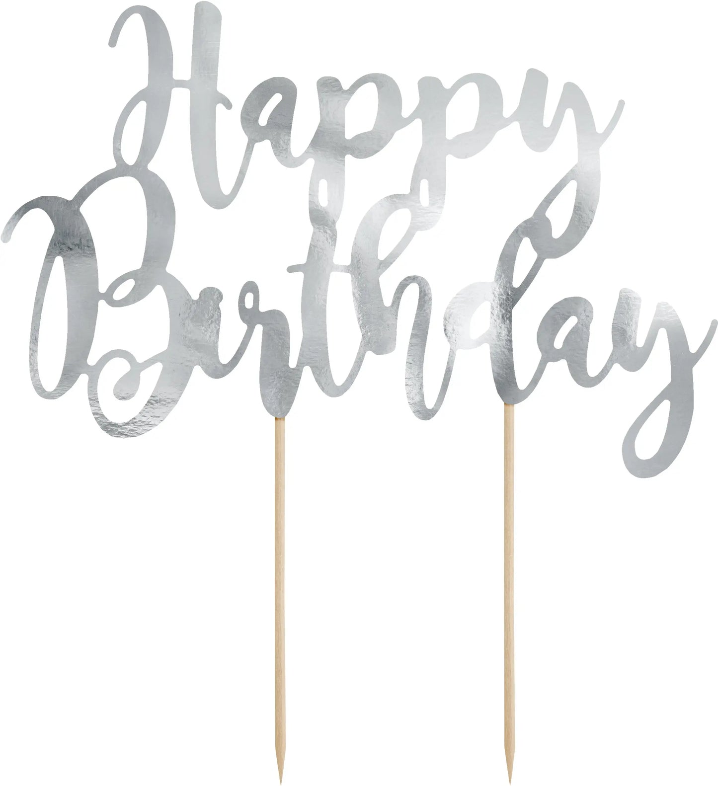 PARTYDECO Caketopper 22.5cm KPT11-018M Happy Birthday silber Idealshop