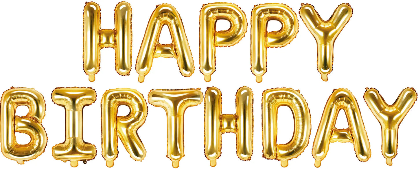 PARTYDECO Folienballon 340x35cm FB6M-019 Happy Birthday gold Idealshop