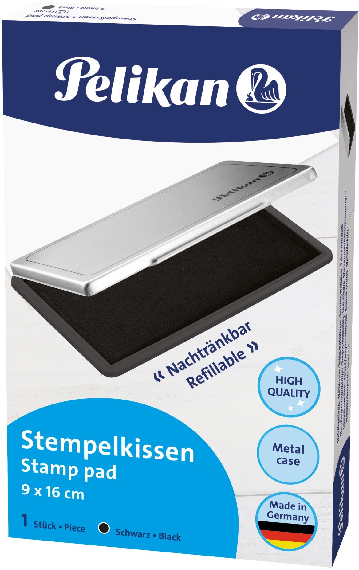 PELIKAN Metall-Stempelkissen schwarz 331108 Gr.1 16x9cm Idealshop