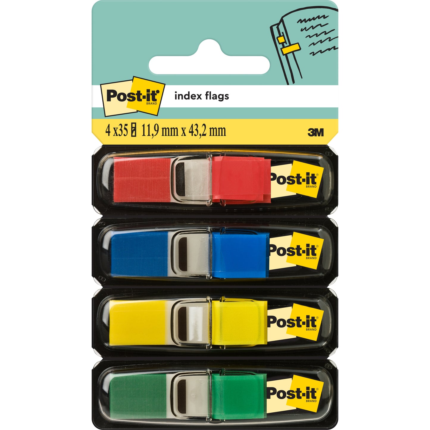 POST-IT Index schmal 11.9x43.2mm 683-4 4-farbig ass./4x35 Blatt Idealshop