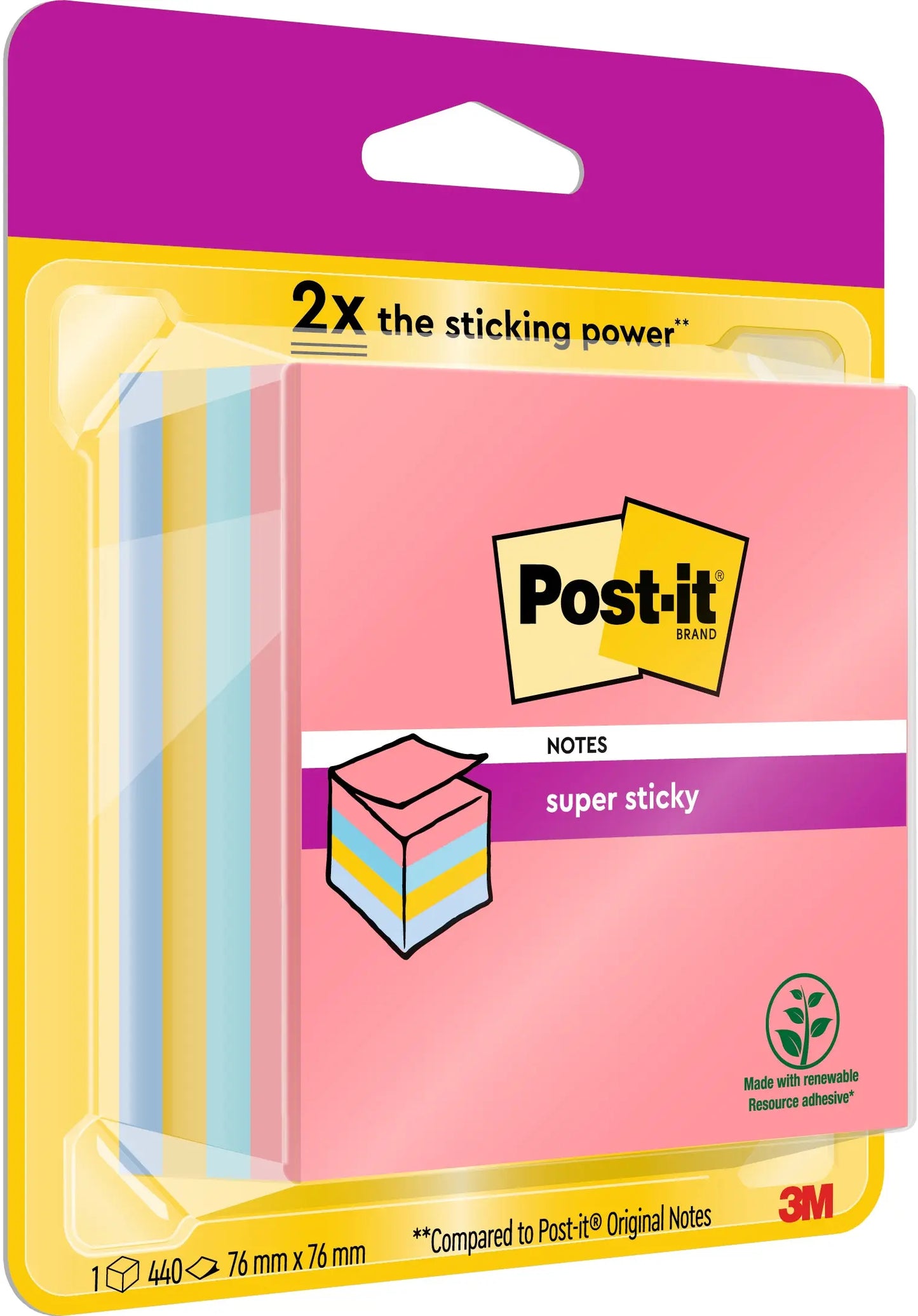 POST-IT Super Sticky Würfel 76x76mm 2028SSRBWC multicolor 440 Blatt Idealshop
