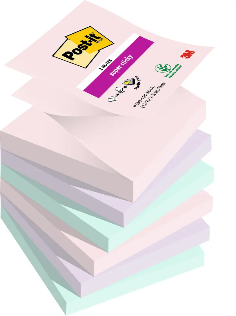 POST-IT Super Sticky Z-Notes 76x76mm R330-6SS-Soul Soul 3 Farben 6 x 90 Blatt Idealshop