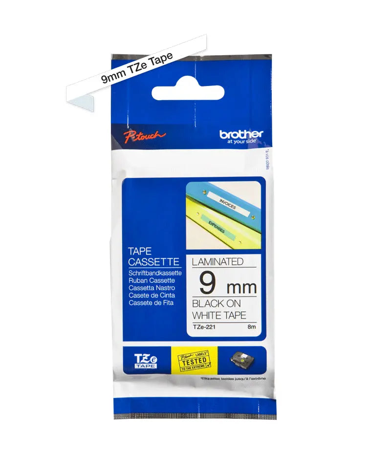 PTOUCH Band, laminiert schwarz/weiss TZe-221 PT-1280VP 9 mm Idealshop