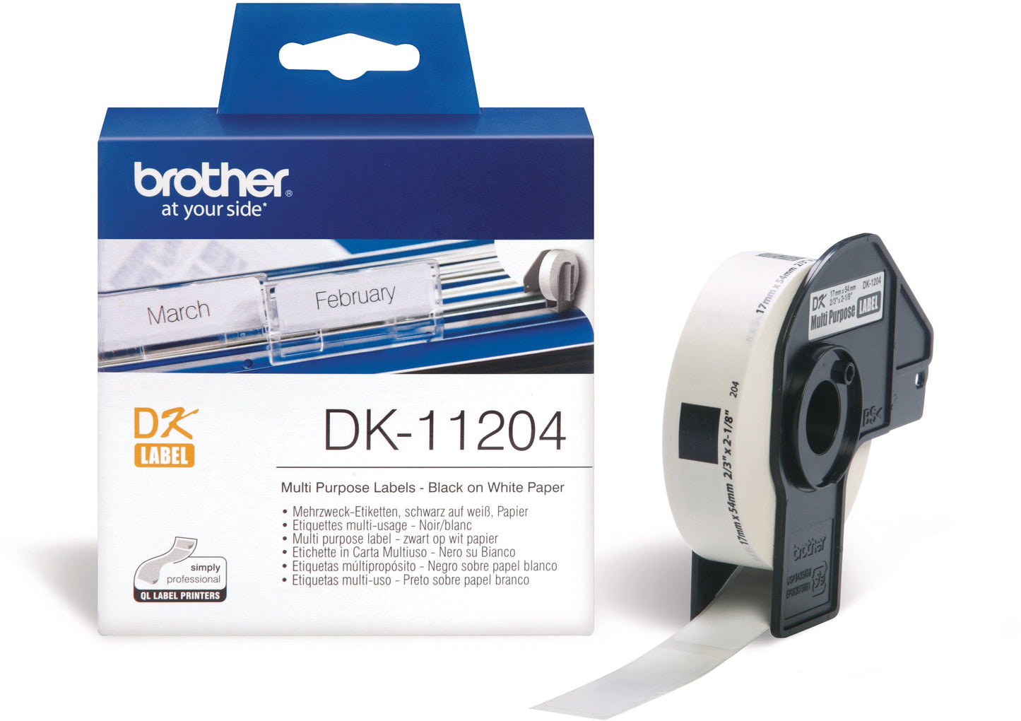 PTOUCH Mehrzweck-Etiketten 17x54mm DK-11204 QL-500/550 400 Stk./Rolle Idealshop