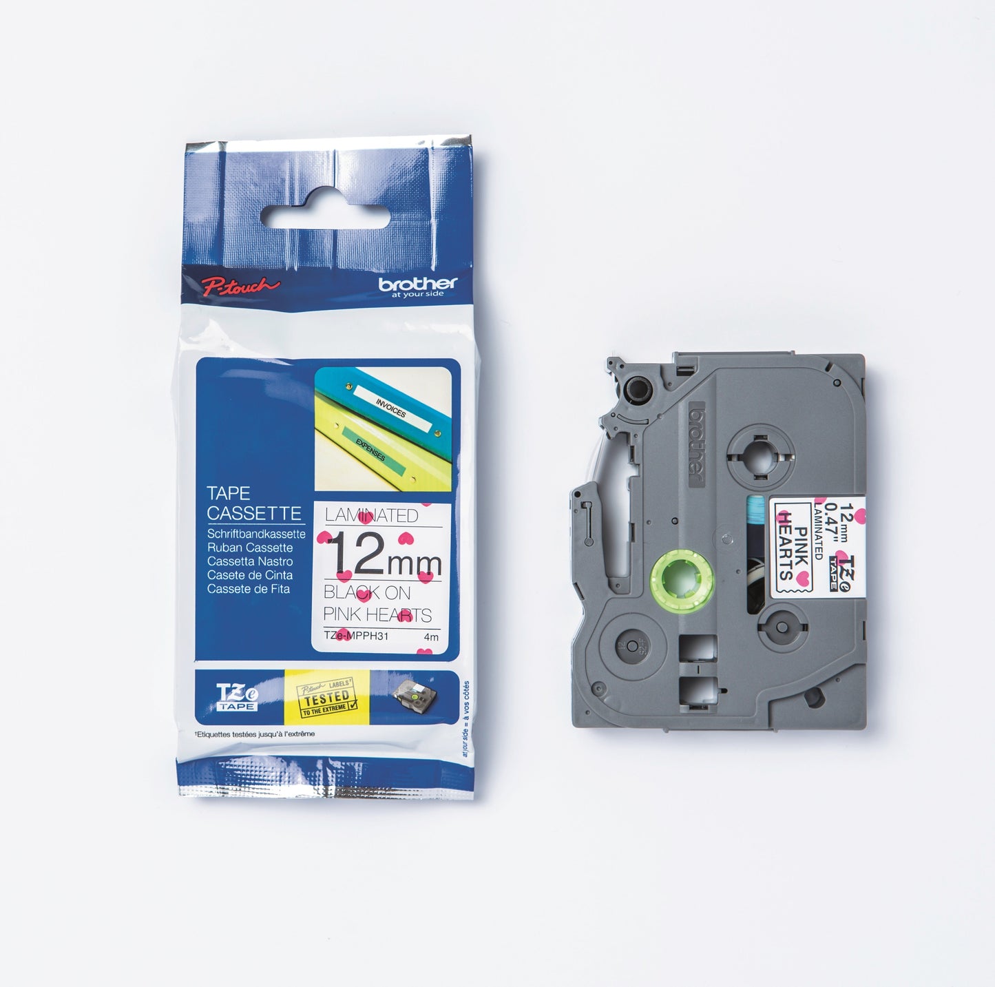 PTOUCH Band, laminiert schwarz/pink TZe-MPPH31 PT-DV600VP 12 mm Idealshop