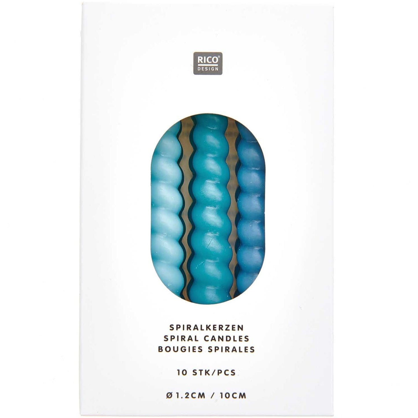 RICO DESIGN Spiralkerzen 10cm 400104 Smokey blau Mix 10 Stück Idealshop