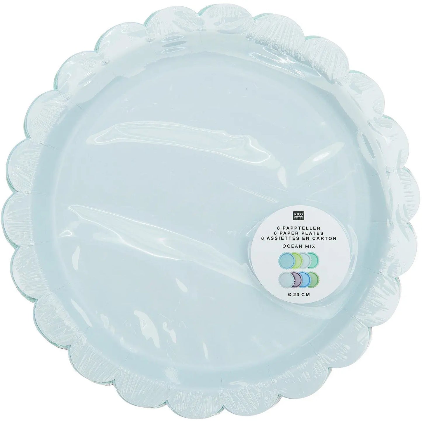 RICO DESIGN Pappteller 23cm 401001 Ozean Mix 8 Stück Idealshop