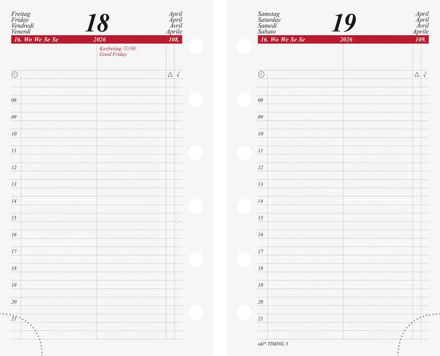 RIDOIDE Timing 3 Tageskalender 2026 7067900006.26 1T/1S ML 7.6x12.7cm Idealshop