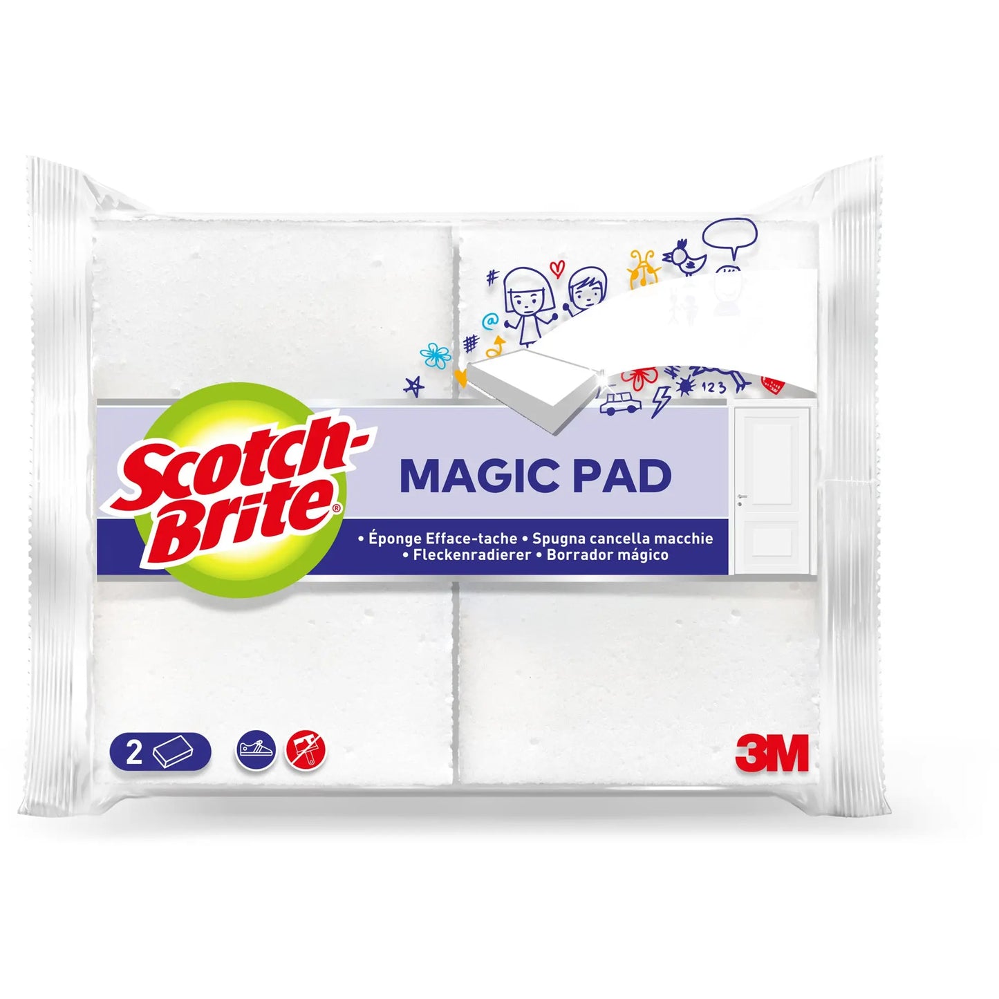SCOTCH-BRITE Flecken-Radierer 11x7x3cm SB831/2 Magic2, weiss 2 Stück Idealshop