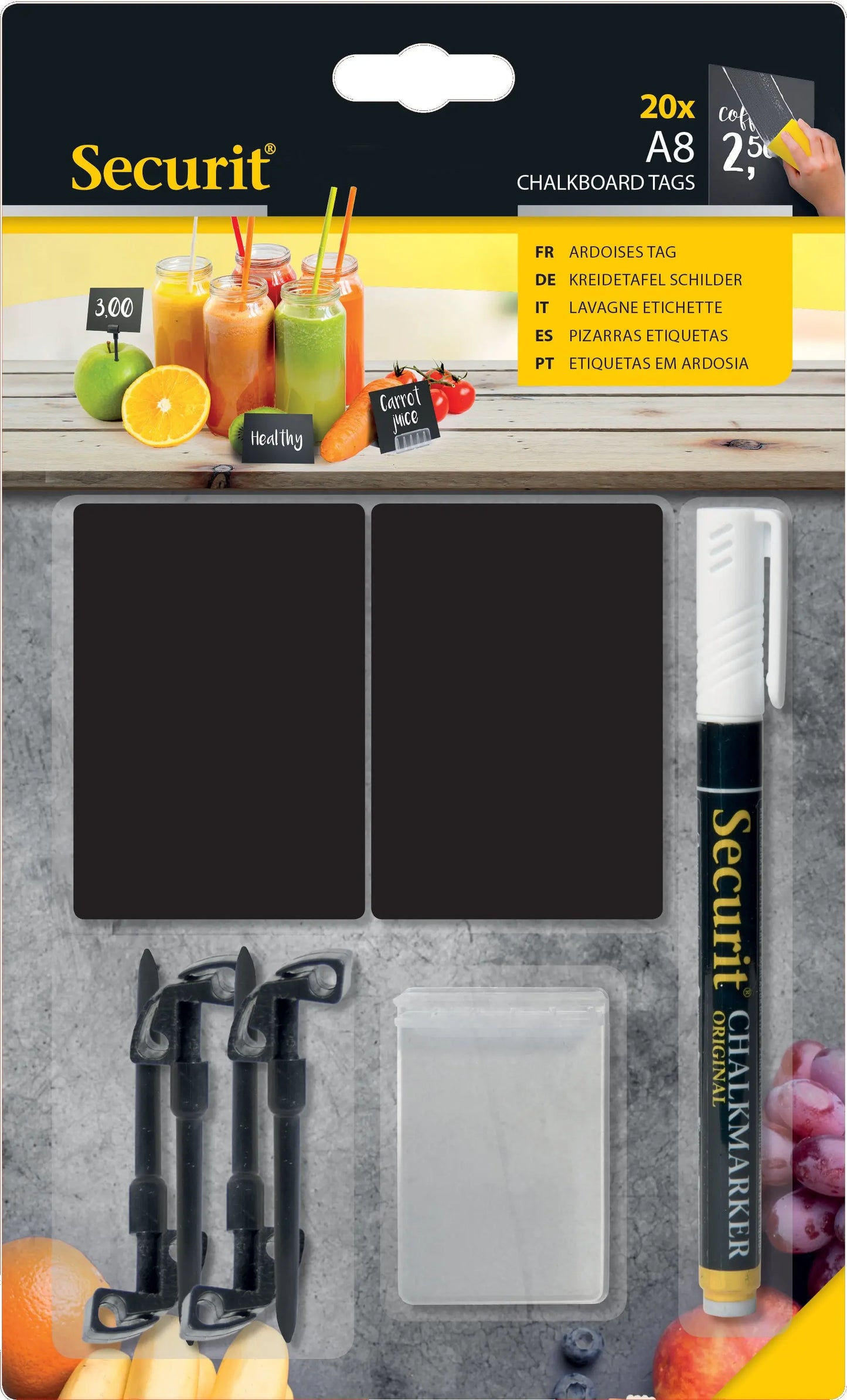 SECURIT Kreidetafel TAG TAG-A8-WT schwarz 7.4x5.2x0.1cm Idealshop
