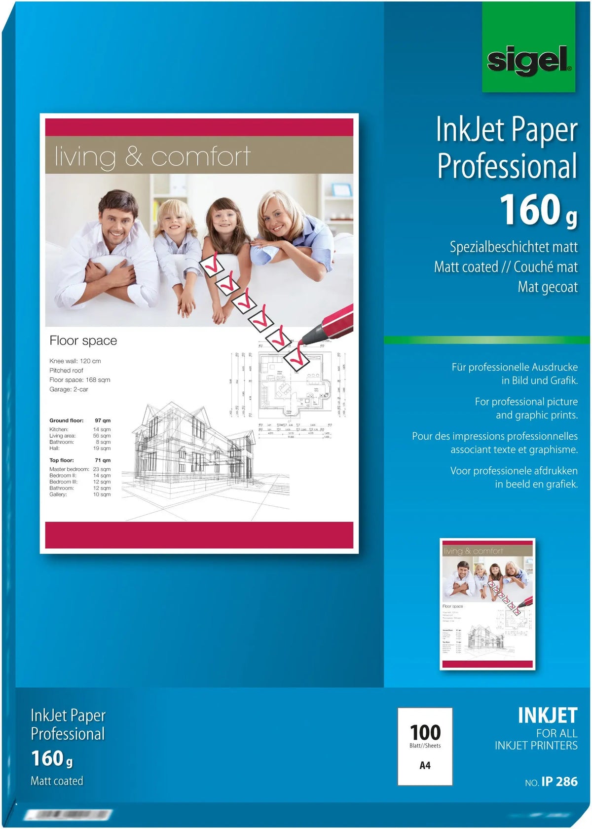 SIGEL InkJet Fotopapier A4 IP286 160g,matt, weiss 100 Blatt Idealshop