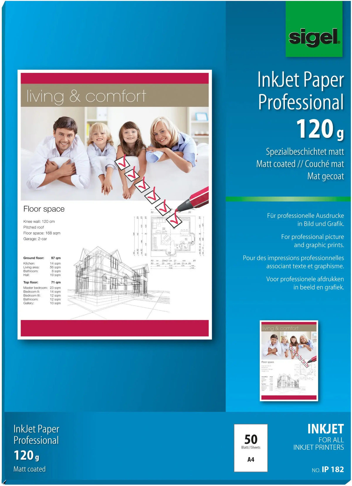 SIGEL InkJet-Papier A4 IP182 120g,matt, weiss 50 Blatt Idealshop