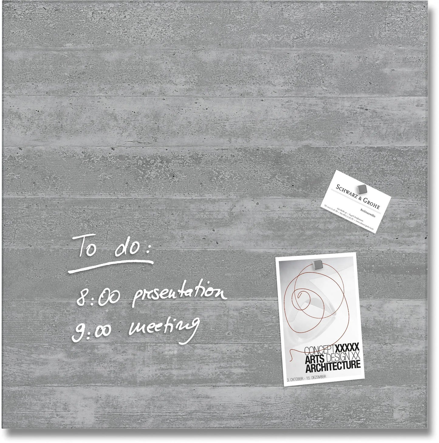 SIGEL Magnettafel Glas GL168 Design Sichtbeton 480x480x15mm Idealshop
