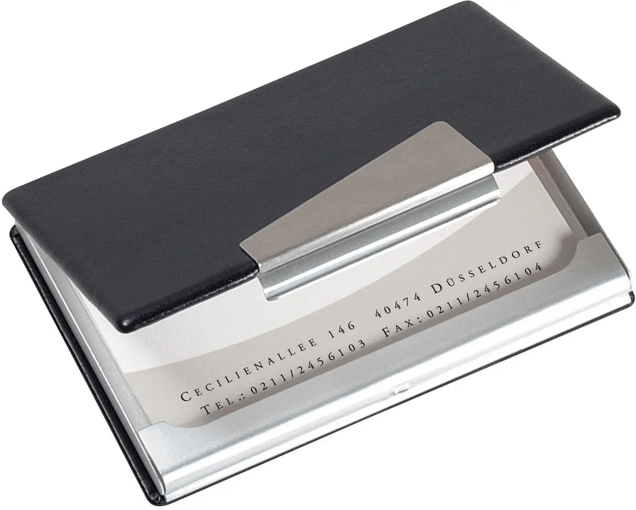 SIGEL Visitenkarten-Etui 62x95mm VZ131 silber/schwarz -20 Karten Idealshop