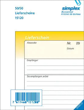 SIMPLEX Lieferscheine D A6 15120D gelb/weiss 50x2 Blatt Idealshop