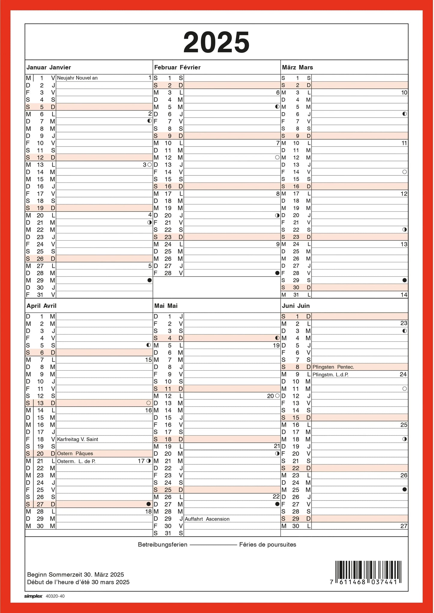 SIMPLEX Wandkalender 2025 Idealshop