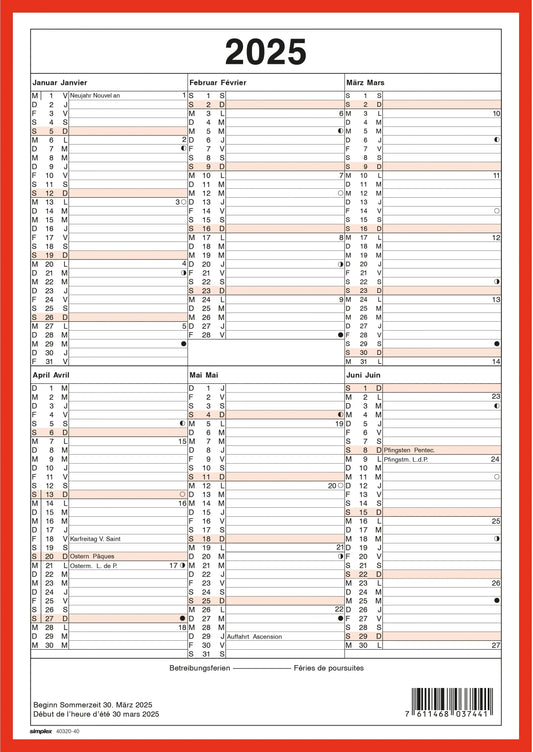 SIMPLEX   Wandkalender              2025 Idealshop