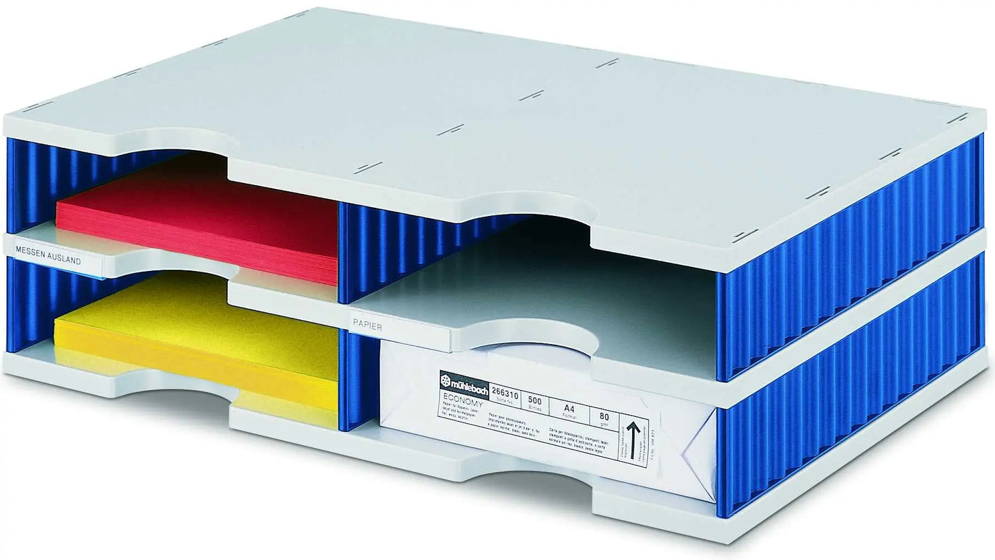 STYRO Ablagesystem styrodoc duo 268-0202.38 grau/blau 4 Fächer Idealshop