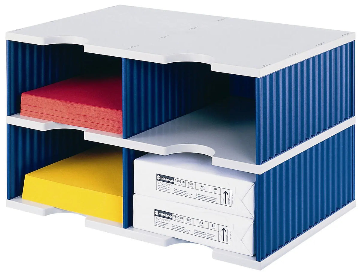 STYRO Ablagesystem styrodoc jumbo 268-0222.38 grau/blau 4 Fächer Idealshop