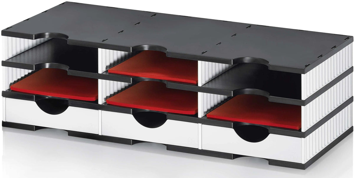 STYRO Ablagesystem styrodoc trio 268-0303.090 schwarz/weiss 6 F./3 Schubl. Idealshop