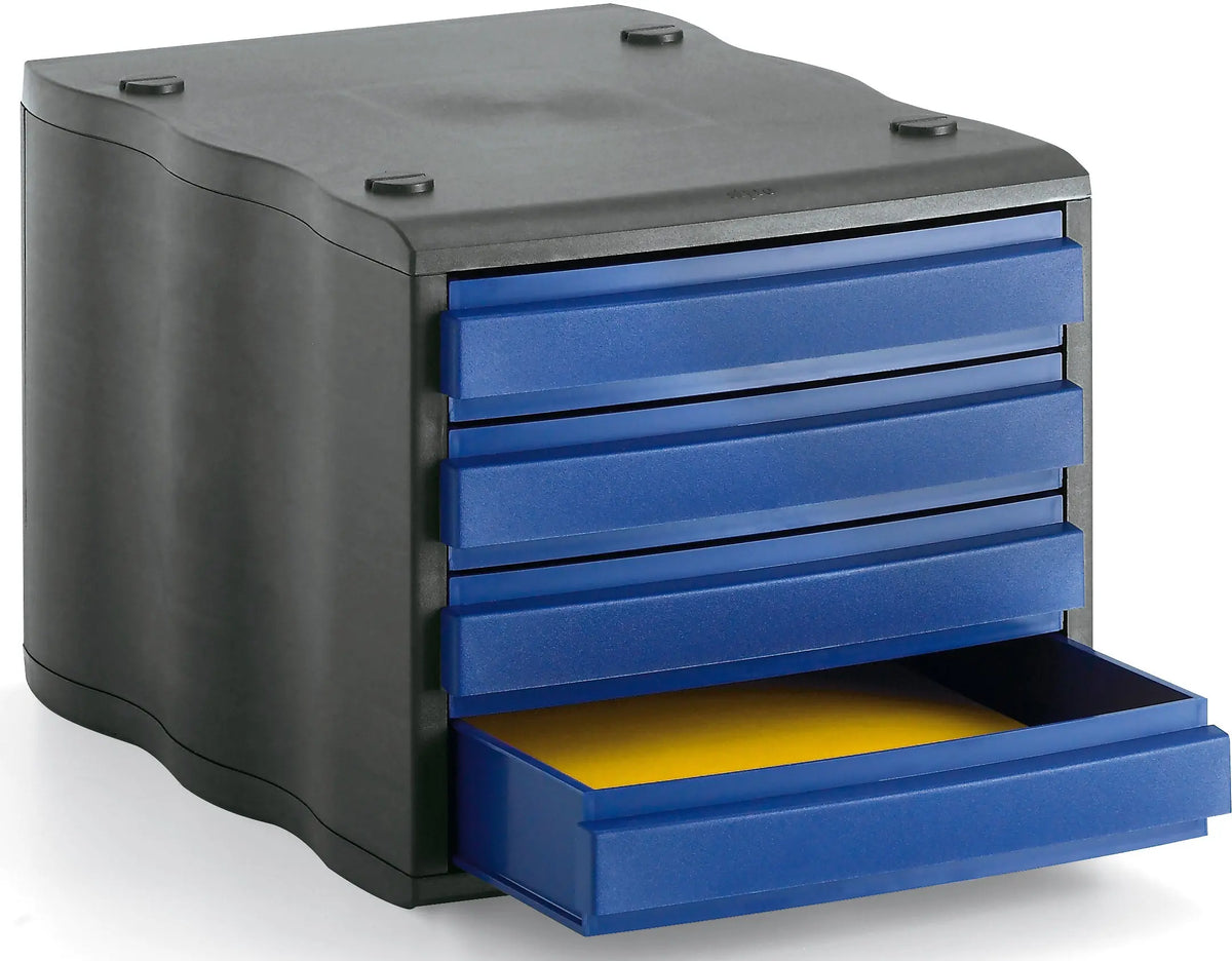 STYRO Schubladenbox styrowave 248-8500.39 schwarz/blau 4 Schubladen Idealshop