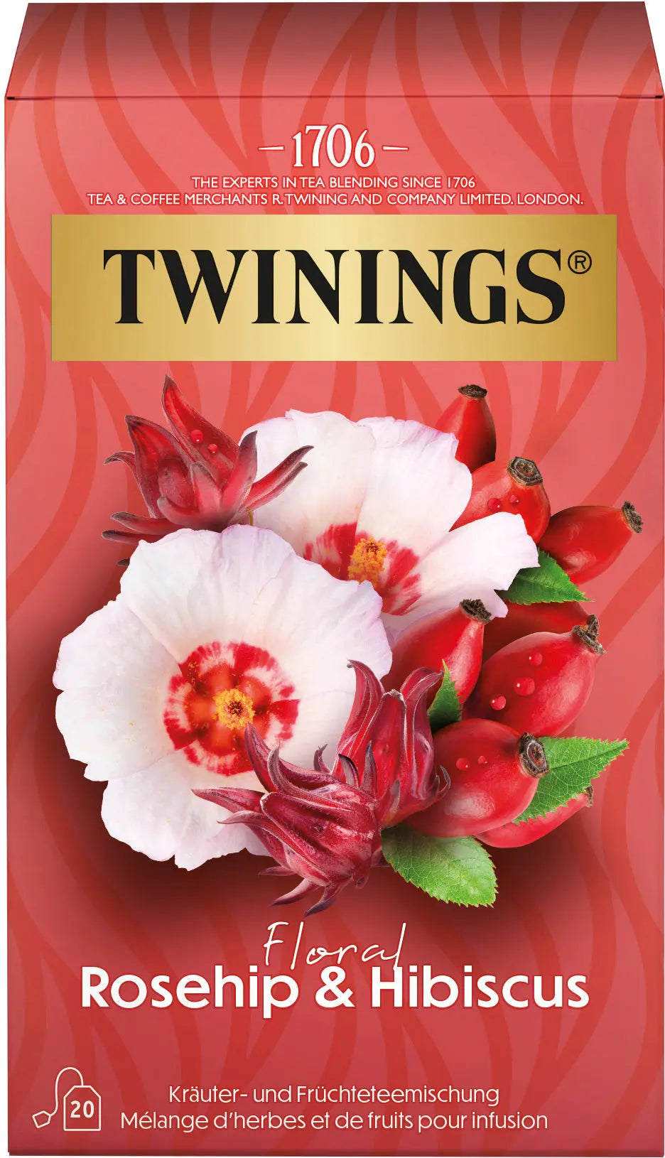 TWININGS Floral Hagebutte & Hibiskus 100017264 Beutel 2.5g, 20 Stk. Idealshop