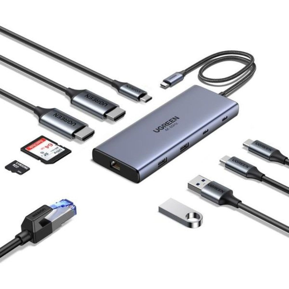 UGREEN 10-in-1 USB-C Hub 45380 10Gbps 4k60Hz, 100W, Gray Idealshop