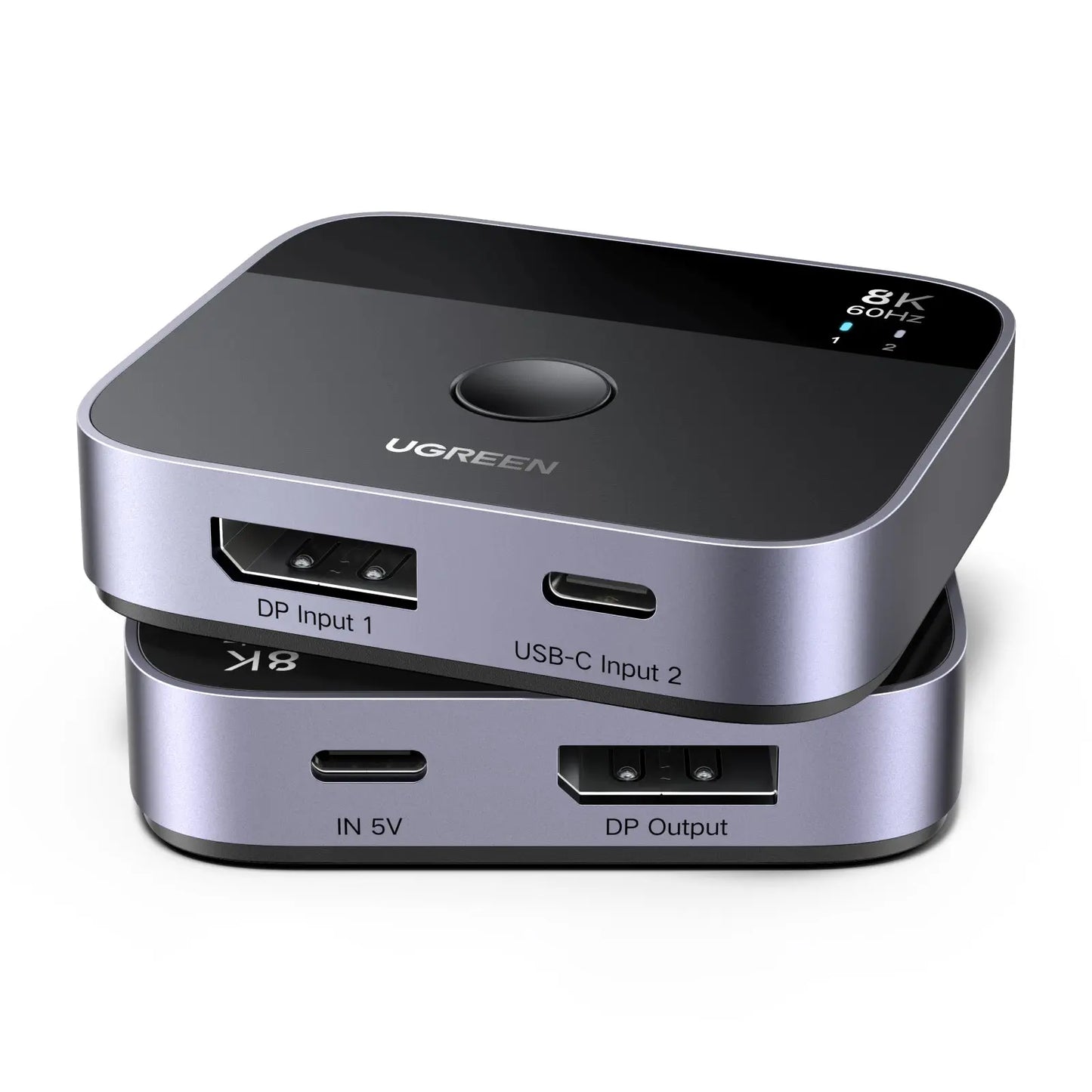 UGREEN Switch 2 In 1 Out 65878 DisplayPort+USB-C, Grey,BB Idealshop