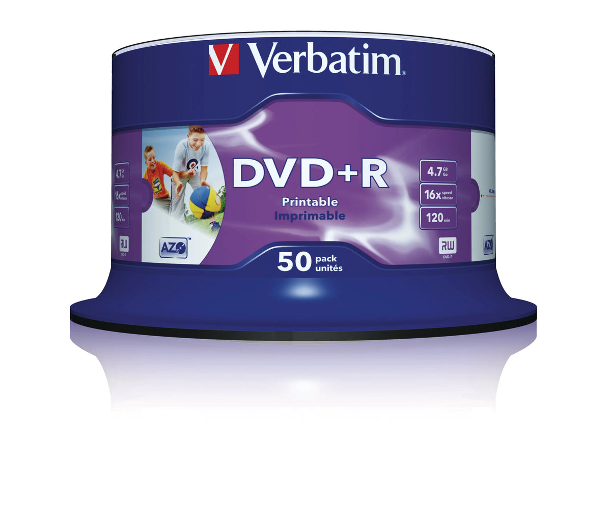 VERBATIM DVD+R Spindle 4.7GB 43512 1-16x print wide 50 Pcs Idealshop