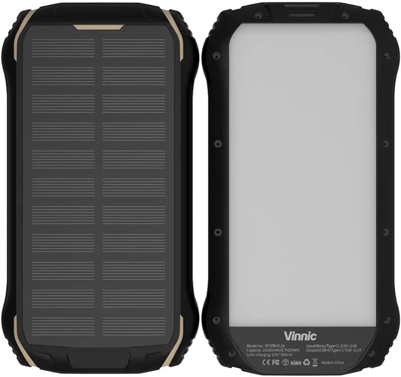 VINNIC Solar Powerbank 10'000 mAh VPSPB-FL10 w/Full LED Panel Idealshop