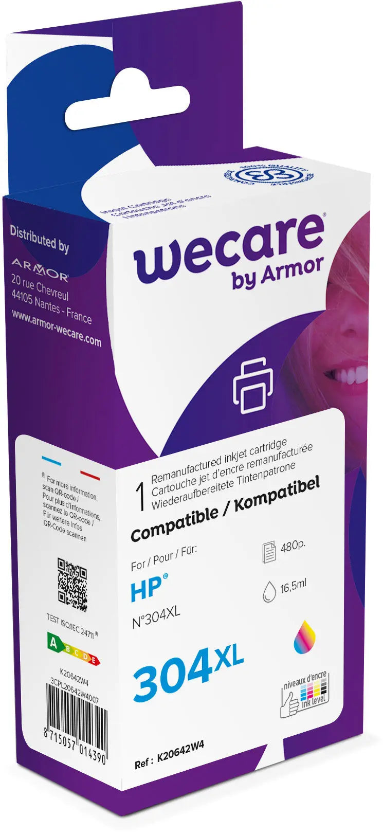 WECARE Tinte 304XL rebuilt color N9K07AEWE zu HP DeskJet 3720/30 16.5ml Idealshop