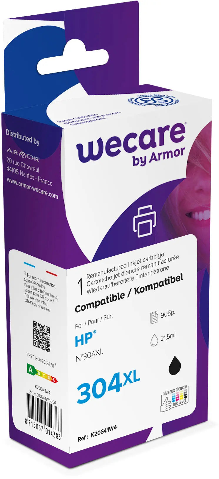 WECARE Tinte 304XL rebuilt schwarz N9K08AEWE zu HP DeskJet 3720/30 21.5ml Idealshop
