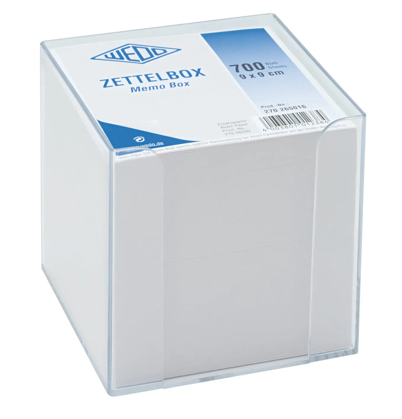 WEDO Zettelbox 9x9cm 270265016 transp. 700Bl. weiss Idealshop