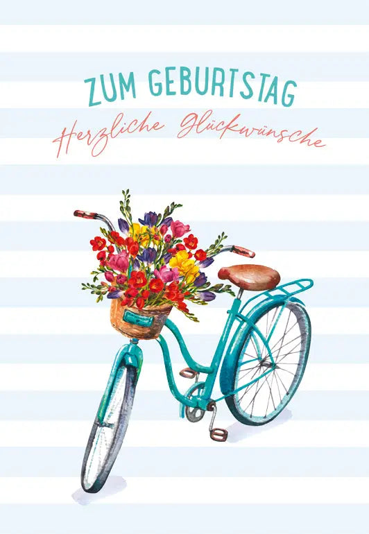 ABC Geburtstagskarte B6 51012 Fahrrad Blumen im Korb Idealshop
