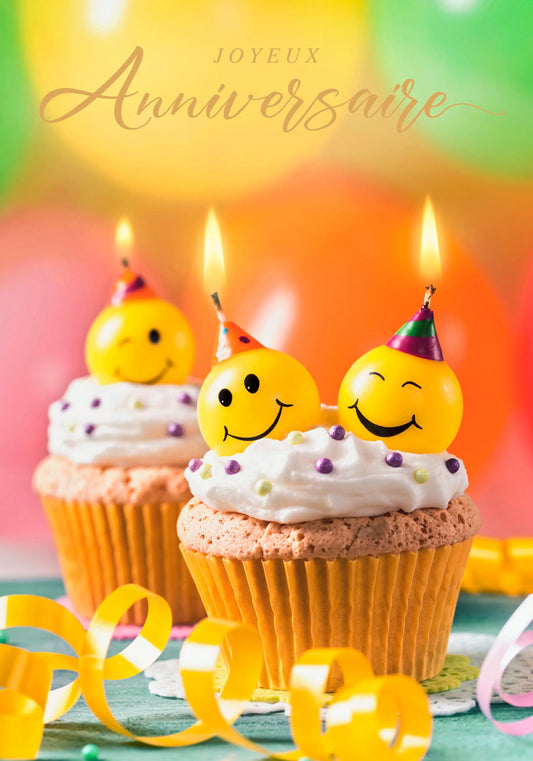 ABC Geburtstagskarte FR A4 53370 Cupcake mit Kerze Idealshop