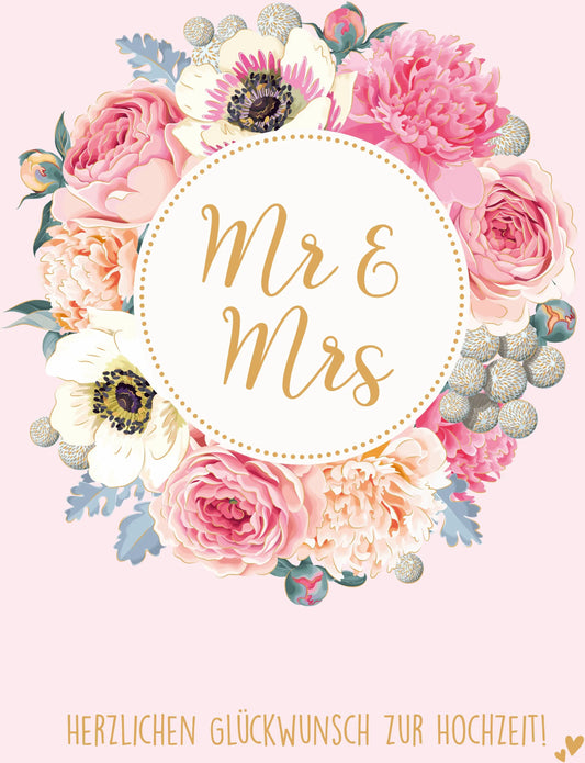 ABC Hochzeitskarte A4 53971 Blumenkranz Mr & Mrs Idealshop