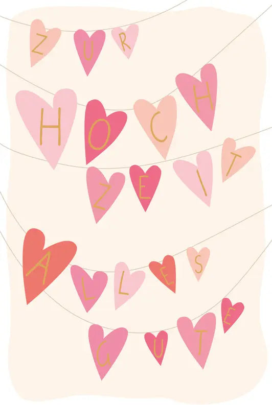 ABC Hochzeitskarte B6 51656 Wäscheleine mit Herzen Idealshop